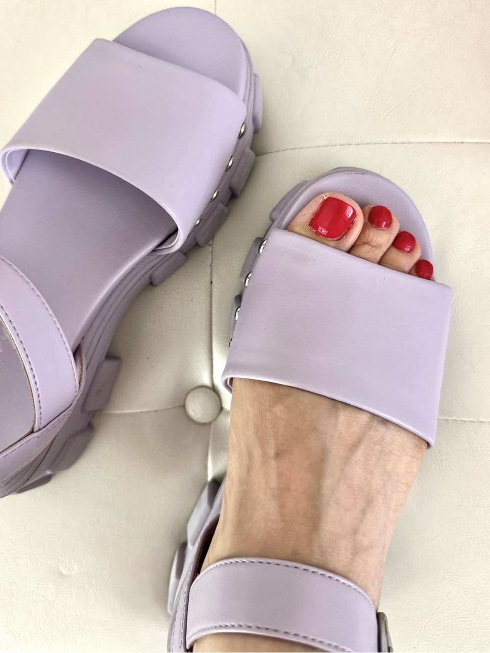 Chunky Lilac Platform Sandals with Ankle Strap